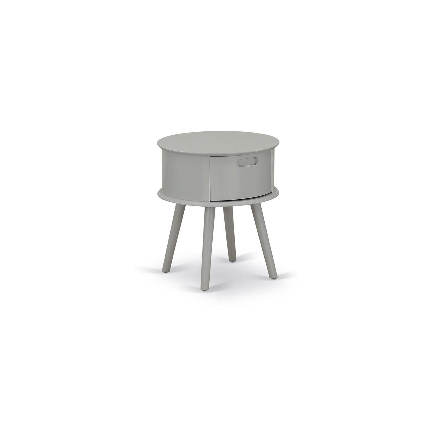 East West Furniture Gone14 One Piece Wonderful Gordon Round Nightstand With Drawer, 1-Pack, Urban Gray Finish